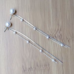 Dangling Pearls and Sterling Silver Earrings